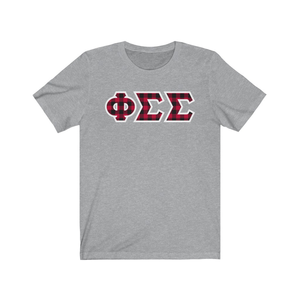 Phi Sigma Sigma Printed Letters | Buffalo Plaid T-Shirt