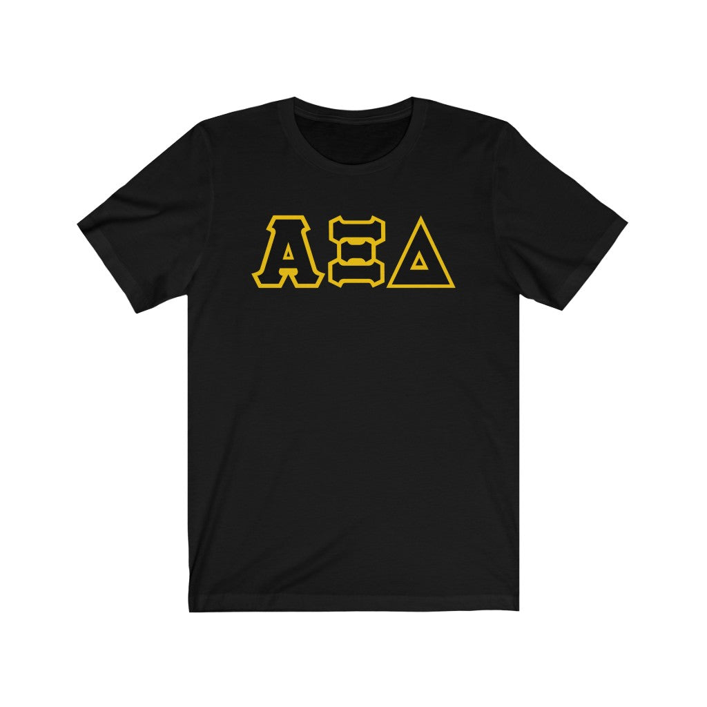 AXiD Print Letters | Black with Quill Gold Border T-Shirt
