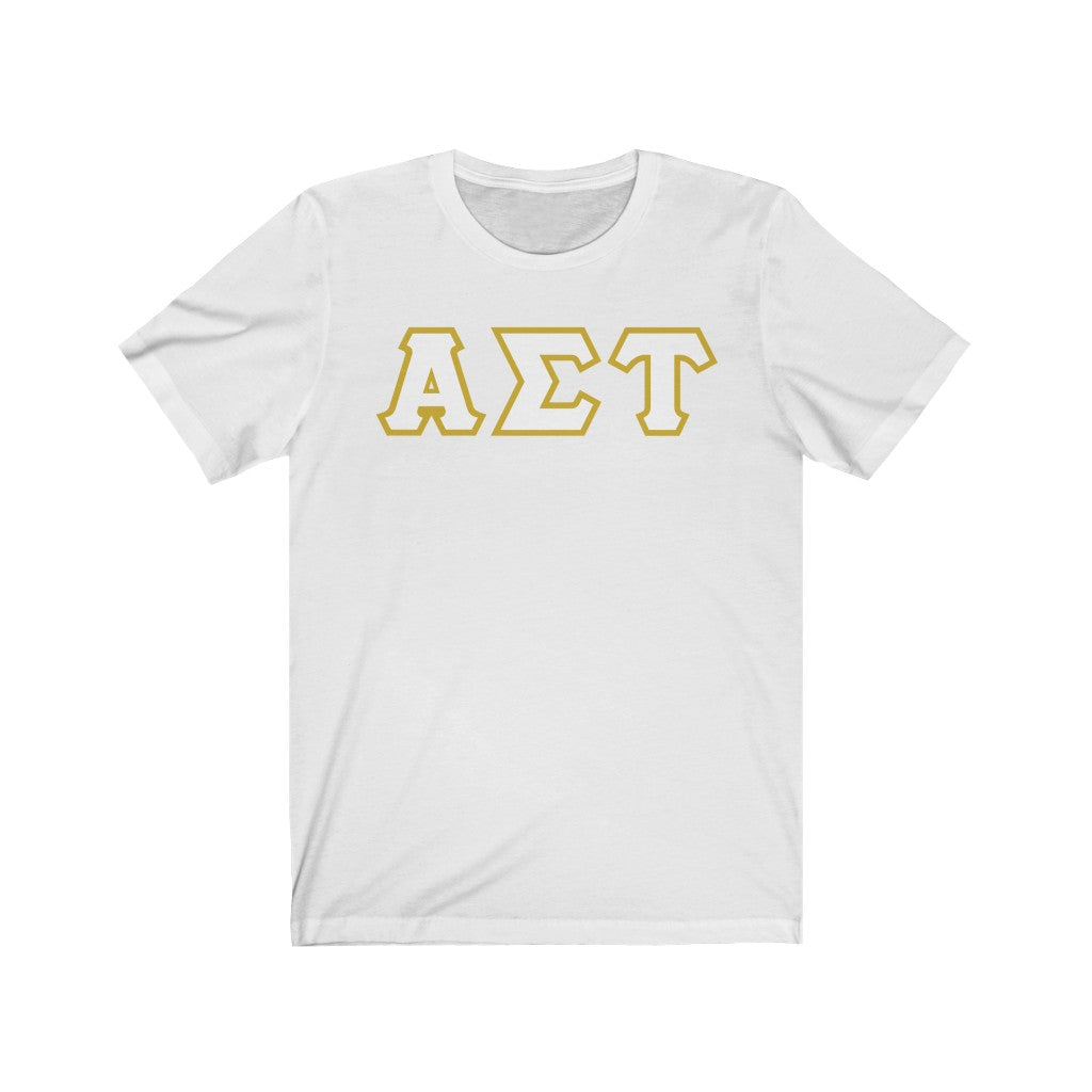 AST Printed Letters | White with Gold Border T-Shirt