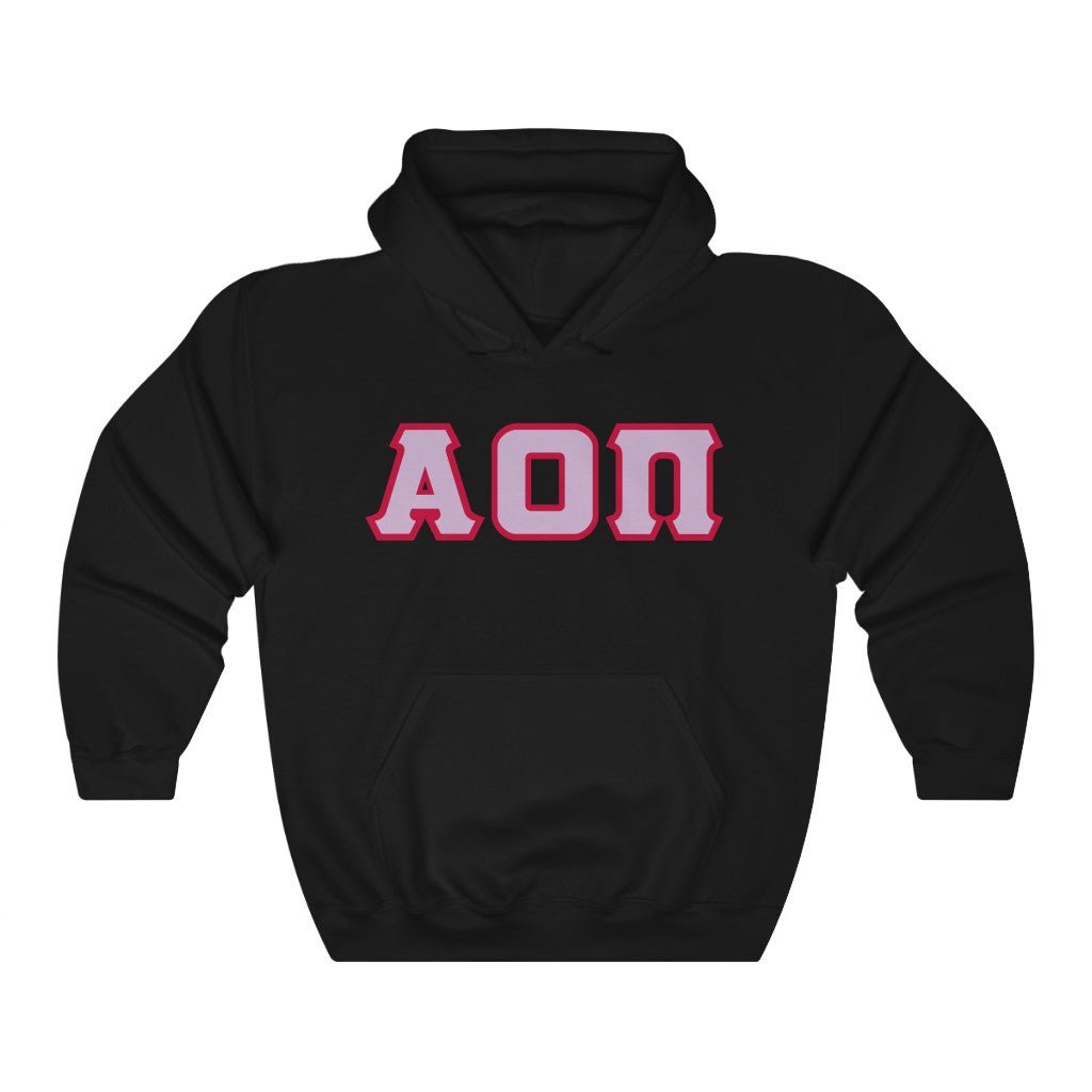 AOII Printed Letters | Lavender with Red Border Hoodie