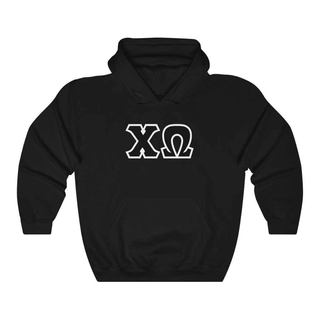 Chi Omega Printed Letters | Black and White Border Hoodie
