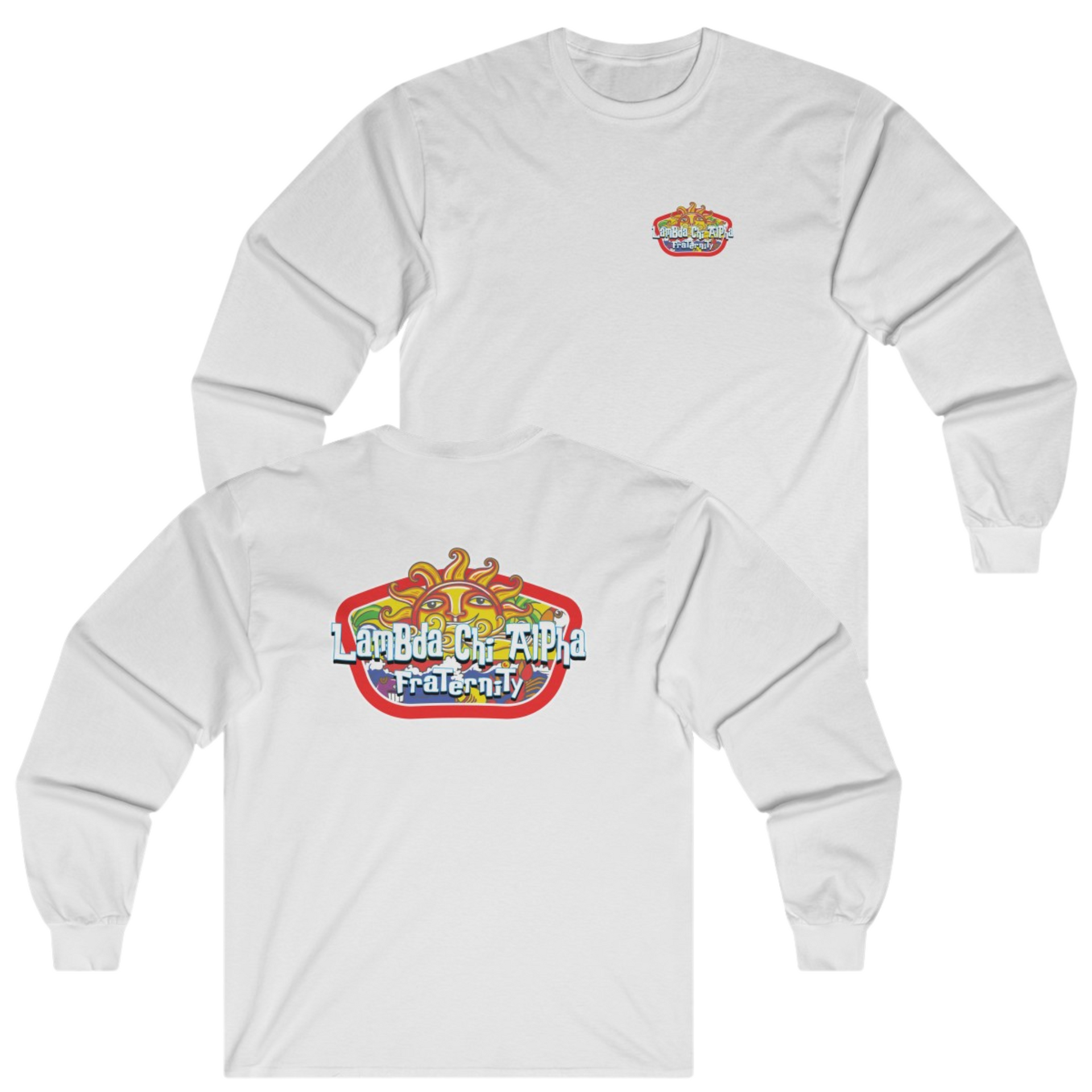 White Lambda Chi Alpha Graphic Long Sleeve | Summer Sol | Lambda Chi Alpha Fraternity Shirt