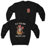 Black Sigma Chi Graphic Crewneck Sweatshirt | Play Your Odds | Sigma Chi Fraternity Merch House