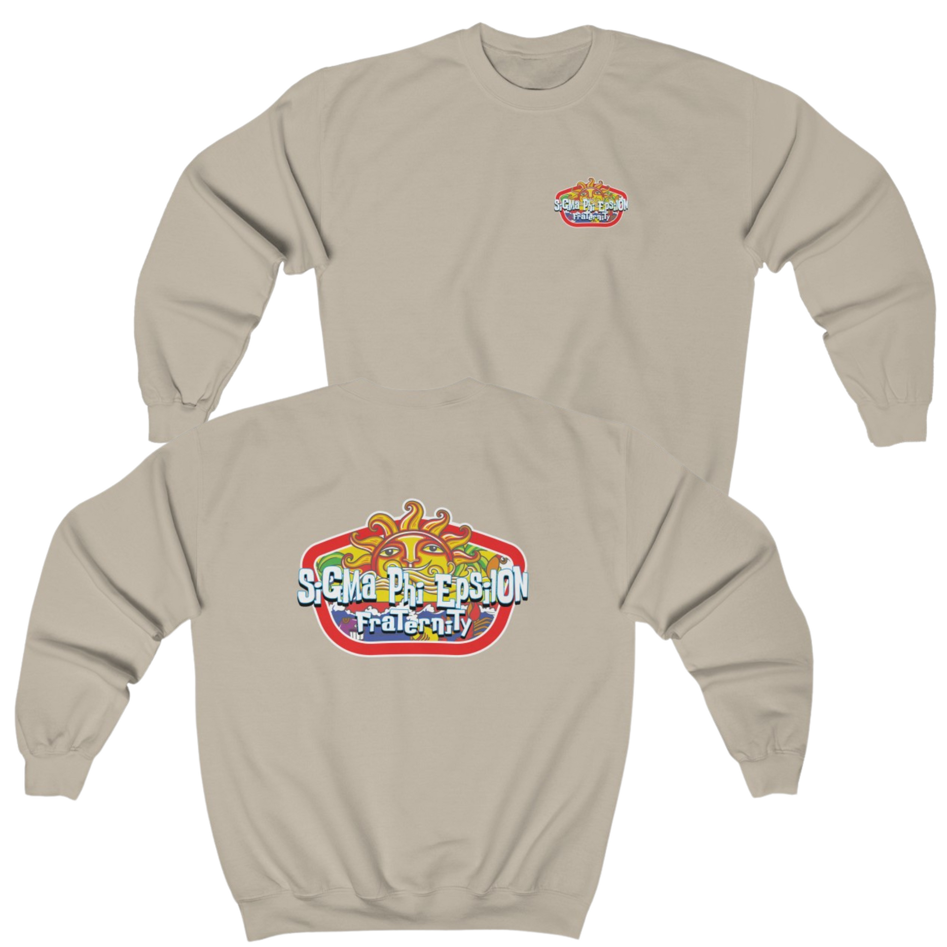 Sand Sigma Phi Epsilon Graphic Crewneck Sweatshirt | Summer Sol | SigEp Fraternity Clothes and Merchandise
