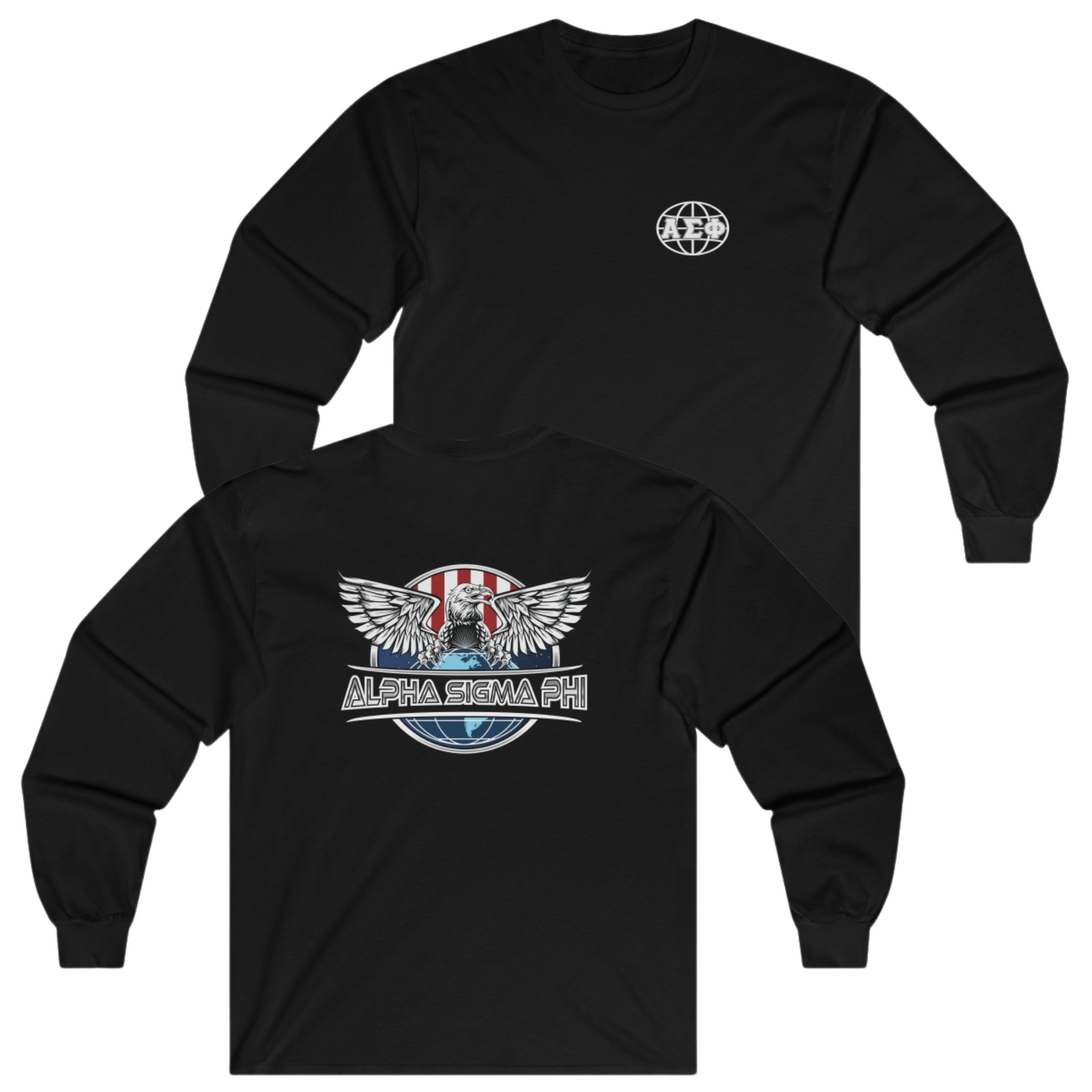 Black Alpha Sigma Phi Graphic Long Sleeve | The Fraternal Order | Alpha Sigma Phi Fraternity Clothes 