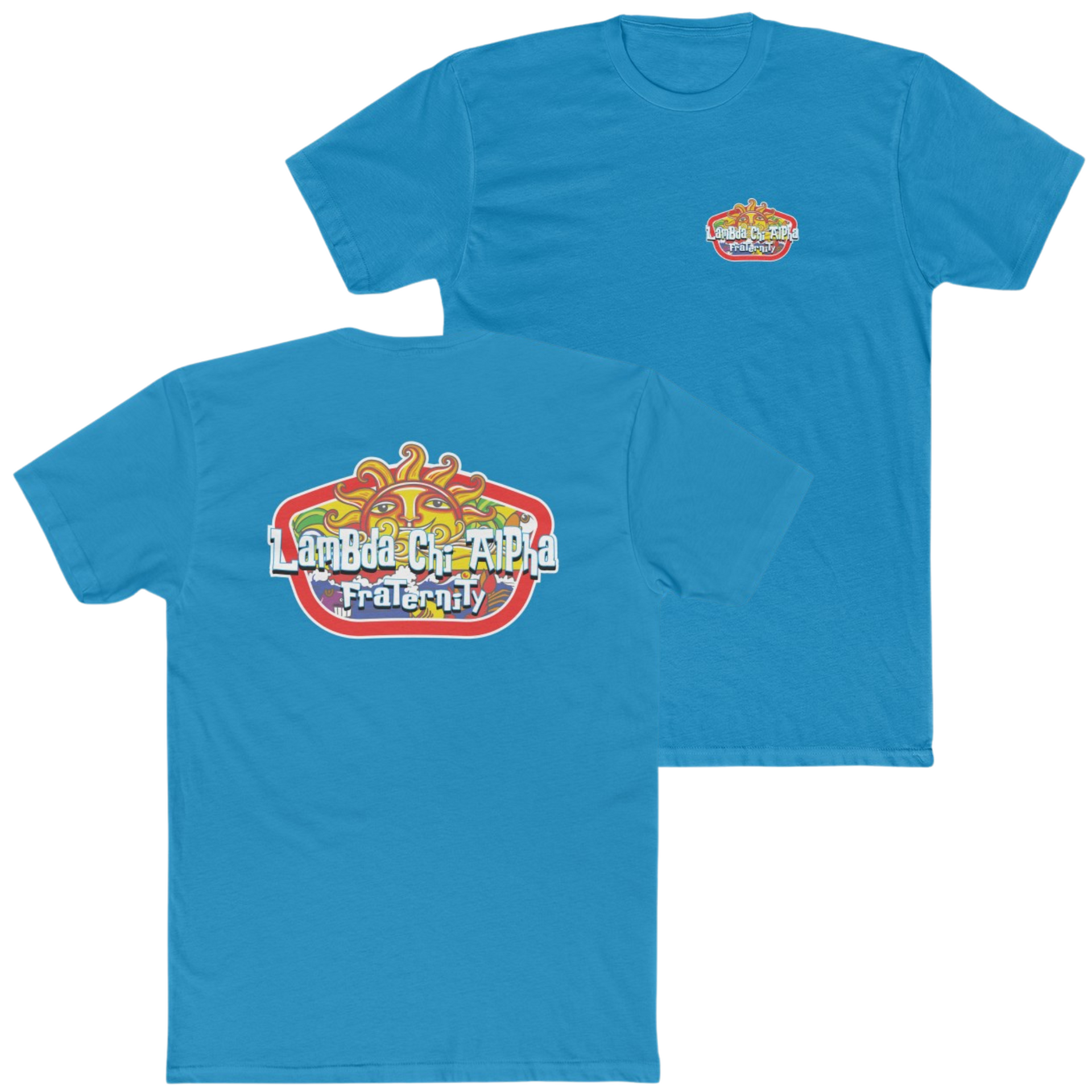 blue Lambda Chi Alpha Graphic T-Shirt | Summer Sol | Lambda Chi Alpha Fraternity Shirt 