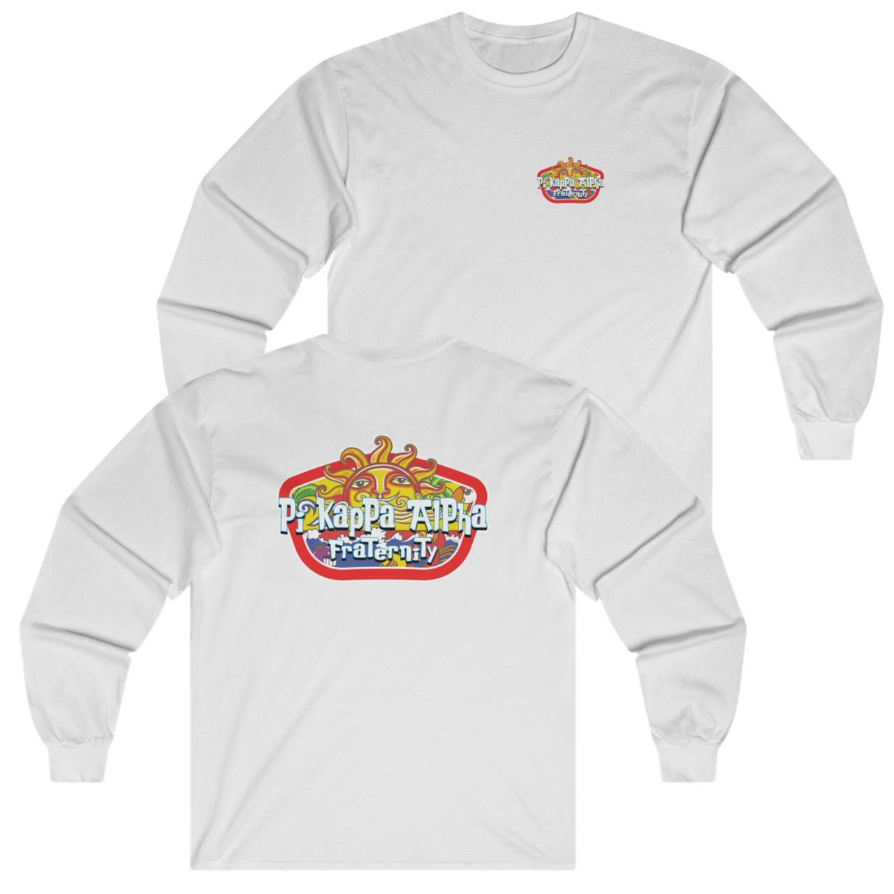White Pi Kappa Alpha Graphic Long Sleeve | Summer Sol | Pi kappa alpha fraternity shirt 