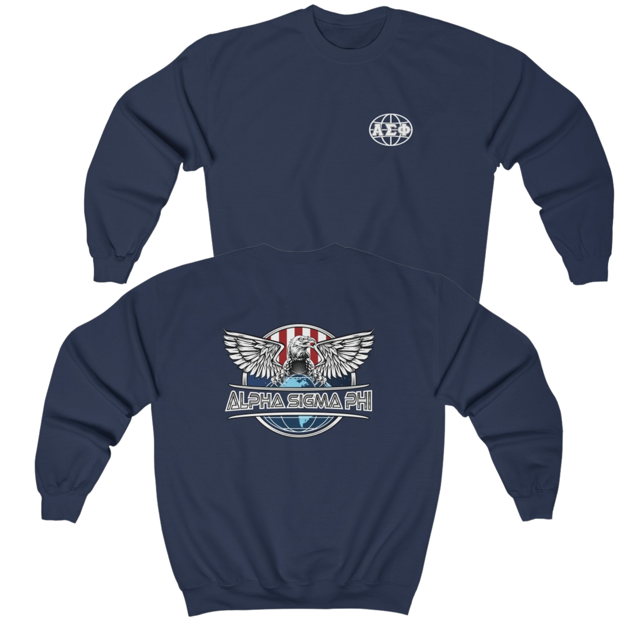 Navy Alpha Sigma Phi Graphic Crewneck Sweatshirt | The Fraternal Order | Alpha Sigma Phi Fraternity Clothes 