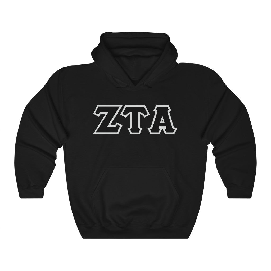ZTA Printed Letters | Black with Grey Border Hoodie
