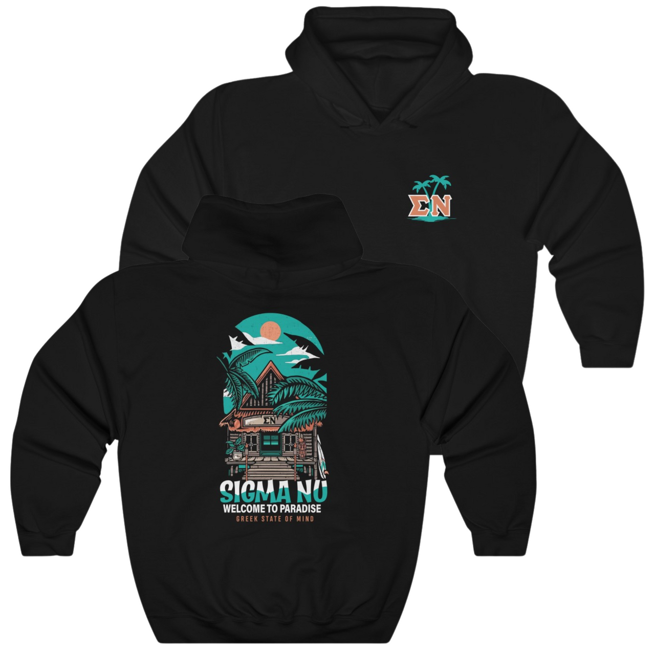 Black Sigma Nu Graphic Hoodie | Welcome to Paradise | Sigma Nu Clothing, Apparel and Merchandise