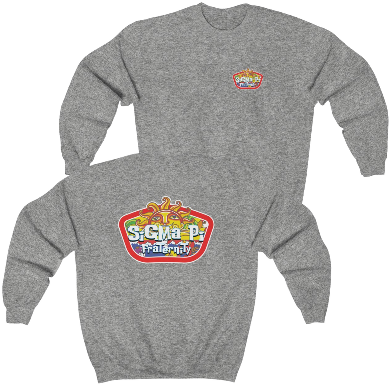 Grey Sigma Pi Graphic Crewneck Sweatshirt | Summer Sol | Sigma Pi Apparel and Merchandise