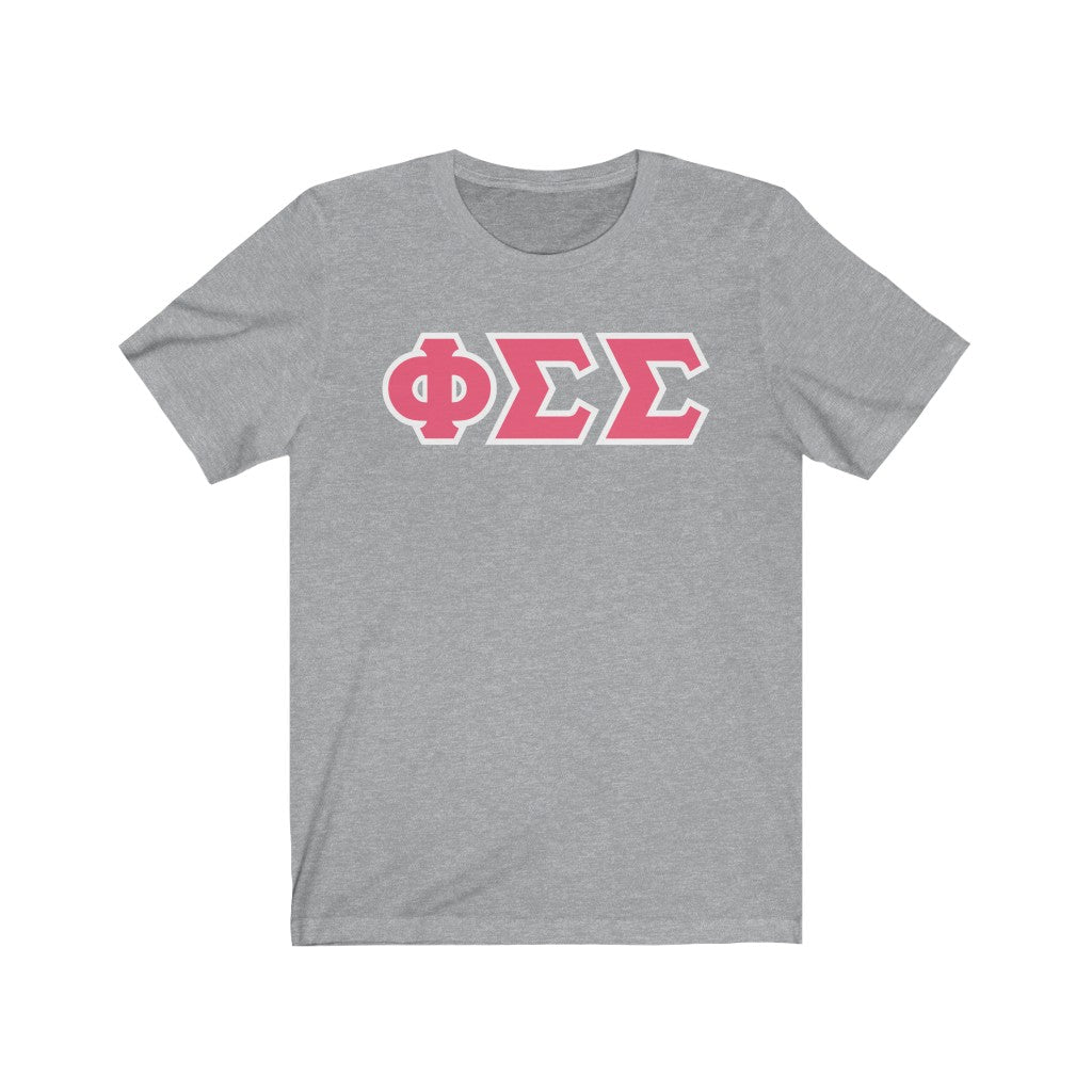 Phi Sig Printed Letters | Pink with White Border T-Shirt