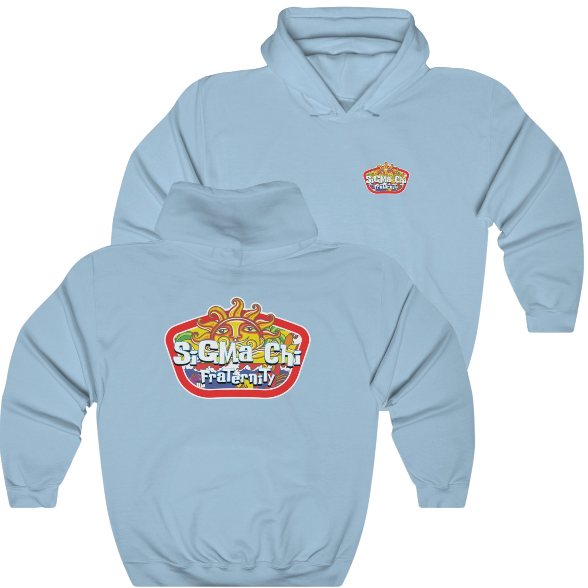 Light Blue Sigma Chi Graphic Hoodie | Summer Sol | Sigma Chi Fraternity Merch House