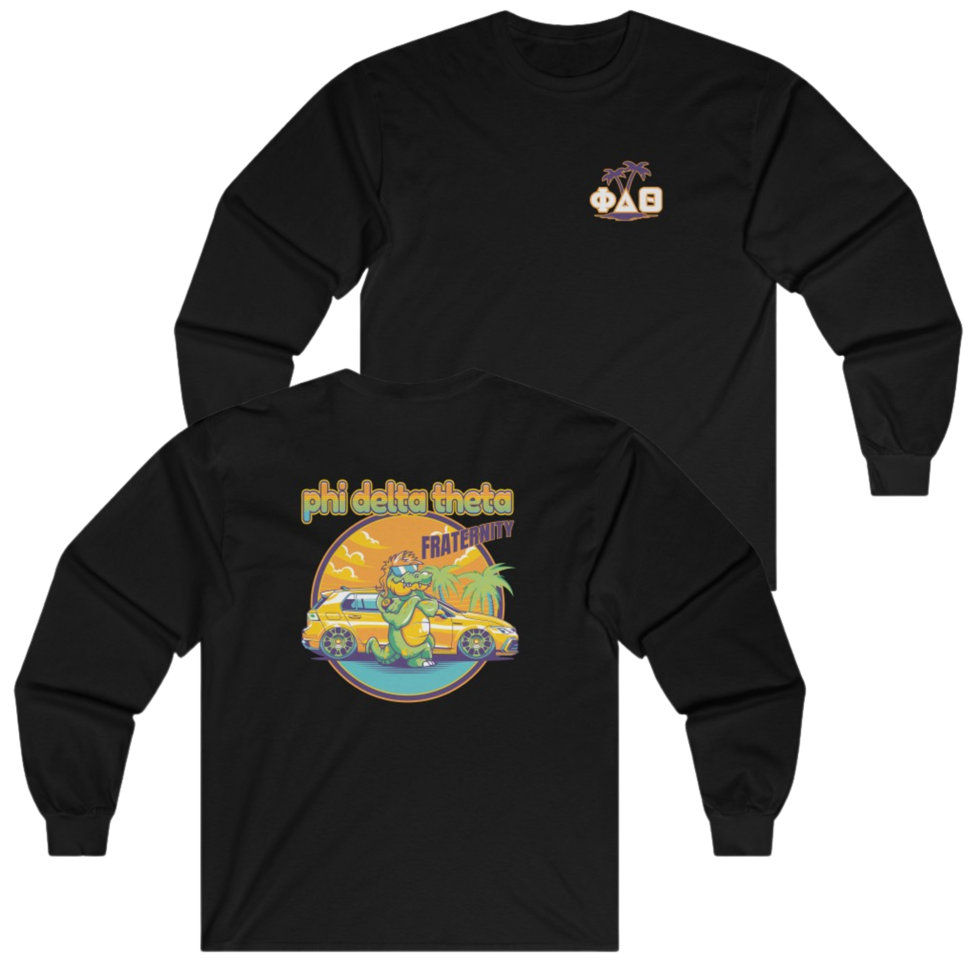 black Phi Delta Theta Graphic Long Sleeve | Cool Croc | phi delta theta fraternity greek apparel 