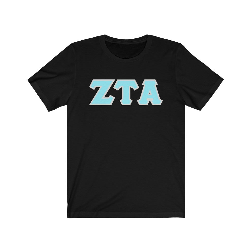 ZTA Printed Letters | Cyan with Grey Border T-Shirt