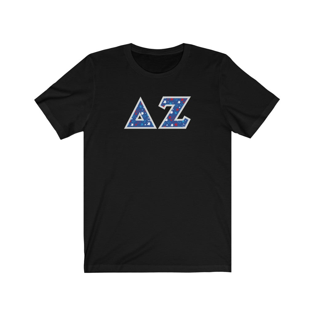 Delta Zeta Printed Letters | USA Stars T-Shirt
