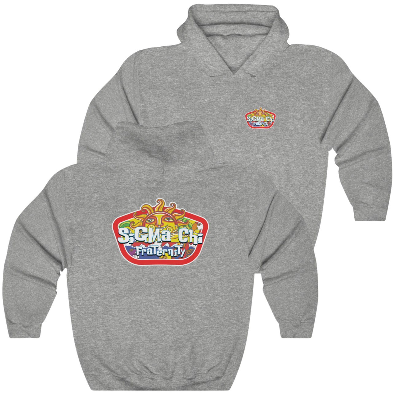 Grey Sigma Chi Graphic Hoodie | Summer Sol | Sigma Chi Fraternity Merch House