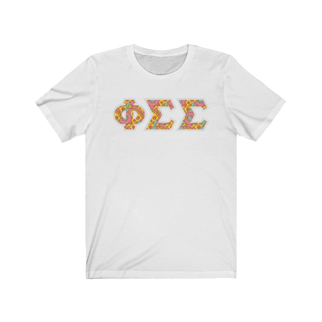 Phi Sigma Sigma Printed Letters | Pizza and Donuts T-Shirt