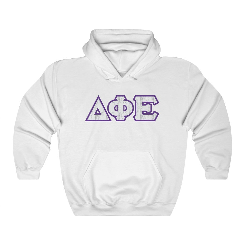 DPhiE Printed Letters | Marble with Purple Border Hoodie