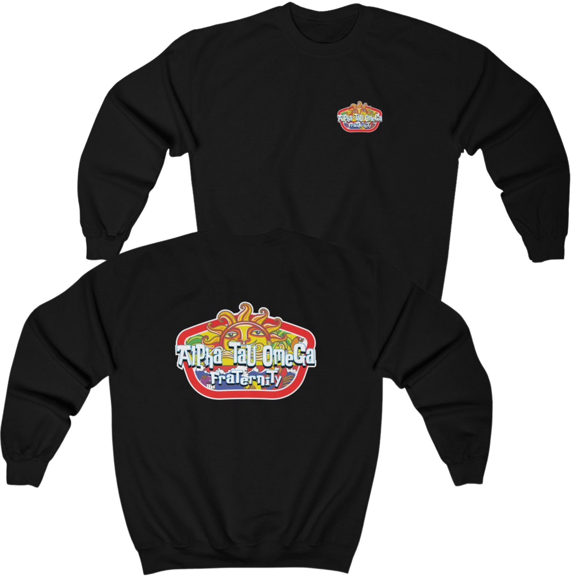 Black Alpha Tau Omega Graphic Crewneck Sweatshirt | Summer Sol | Alpha Tau Omega Merchandise 