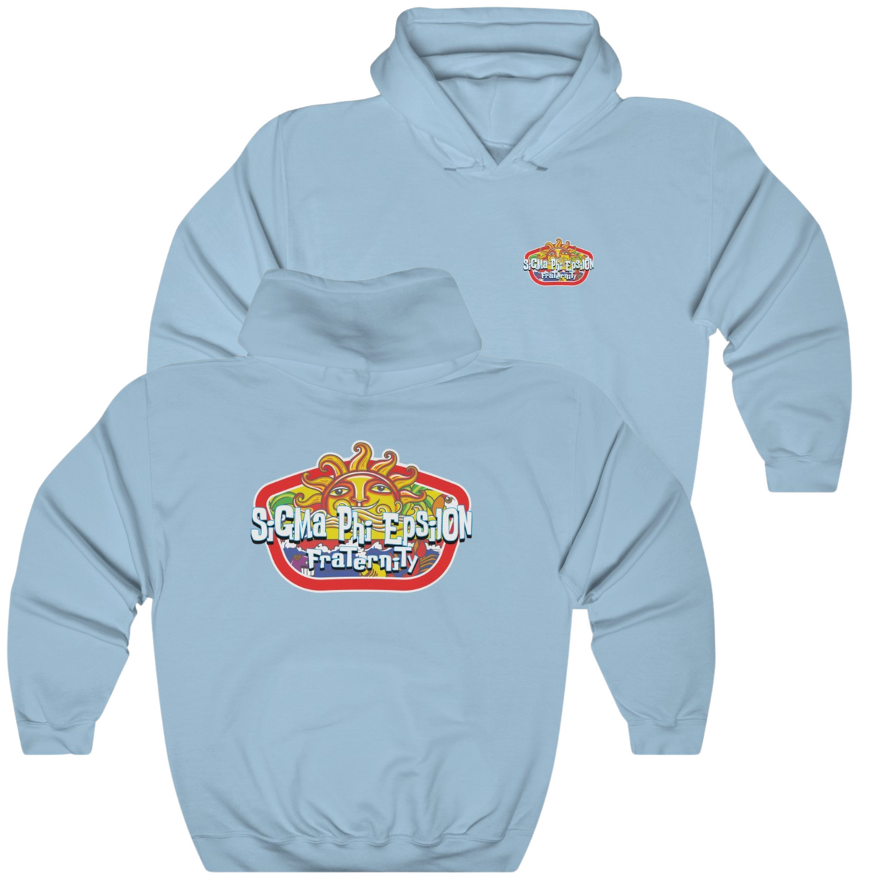 Light Blue Sigma Phi Epsilon Graphic Hoodie | Summer Sol | SigEp Fraternity Clothes and Merchandise