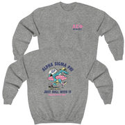 Grey Alpha Sigma Phi Graphic Crewneck Sweatshirt | Alligator Skater 