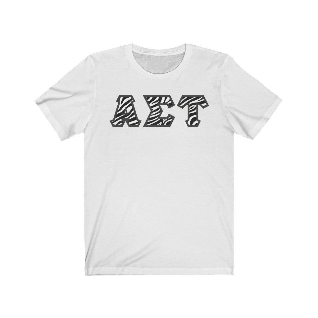 Alpha Sigma Tau Printed Letters | Zebra Print T-Shirt