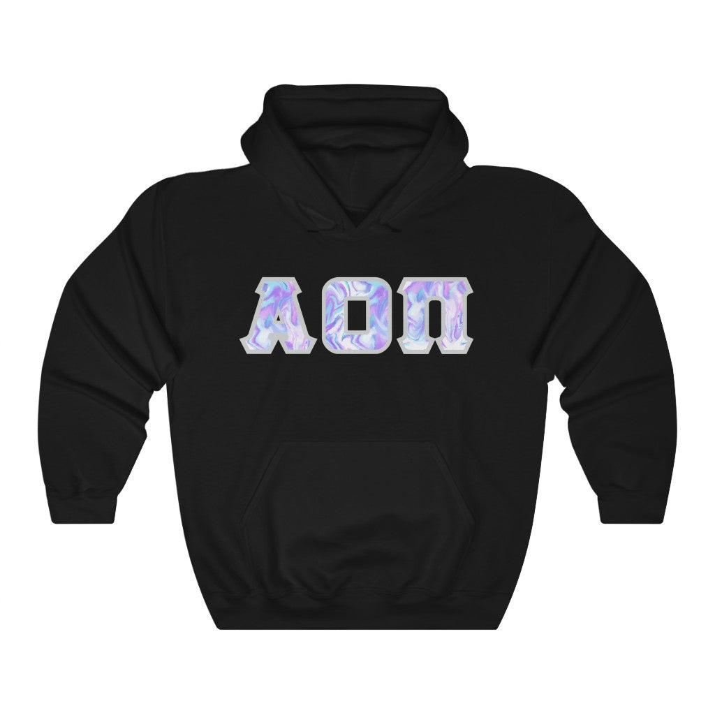 AOII Printed Letters | Cotton Candy Tie-Dye Hoodie