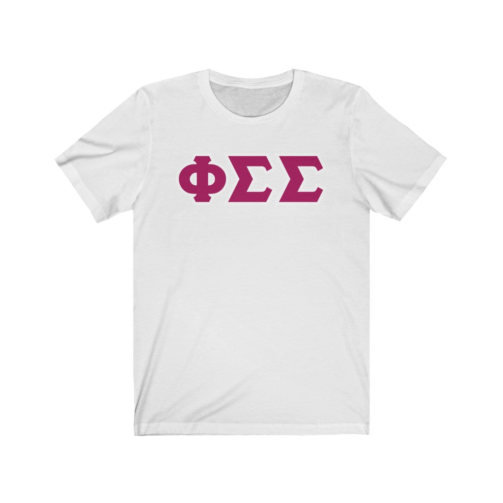 Phi Sig Printed Letters | Drk Pink & White Border T-Shirt