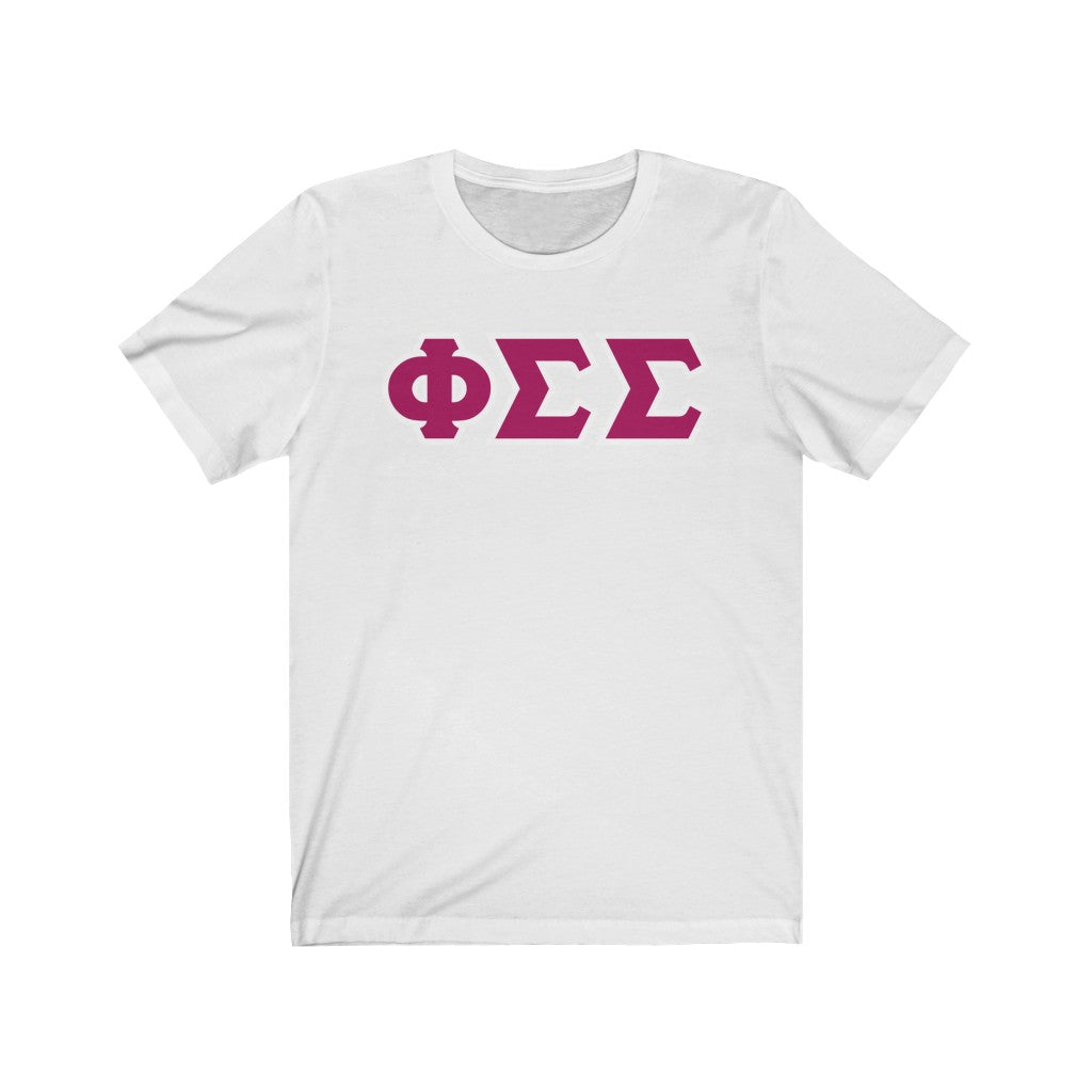 Phi Sigma Sigma Printed Letters | Drk Pink & White Border T-Shirt