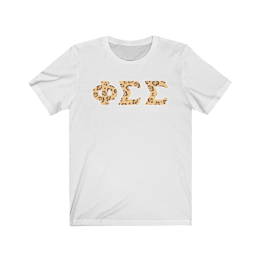 Phi Sigma Sigma Printed Letters | Leopard Print T-Shirt