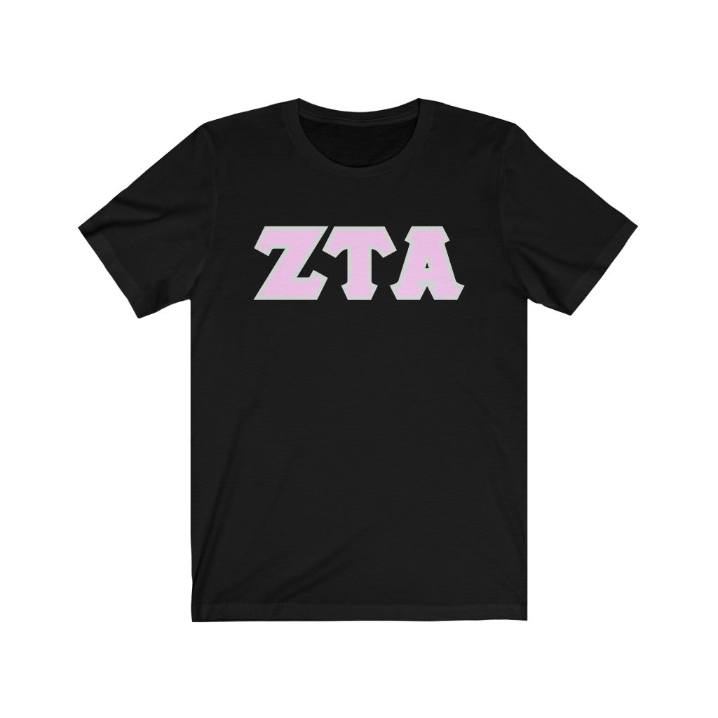 ZTA Printed Letters | Light Pink with Grey Border T-Shirt