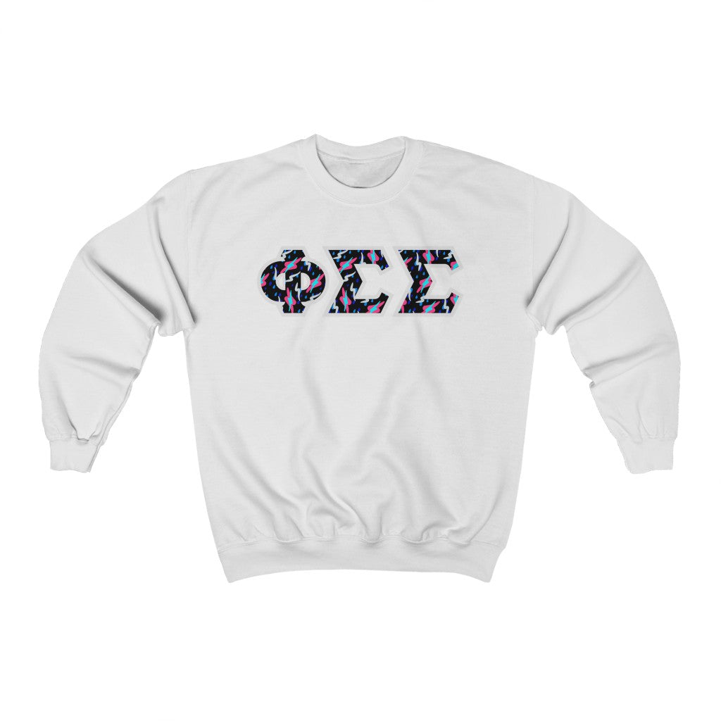 Phi Sigma Sigma Printed Letters | Bayside Black Crewneck
