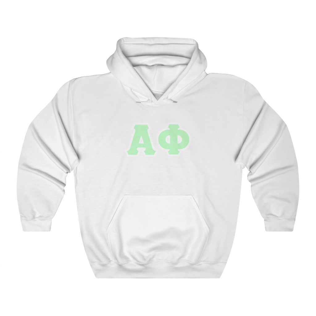 Alpha Phi Printed Letters | Mint with White Border Hoodie