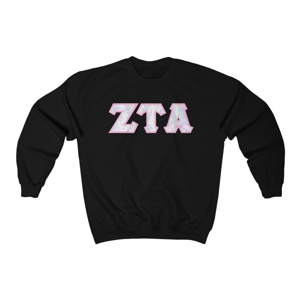 Zeta Tau Alpha Printed Letters | Pastel Tie-Dye Crewneck