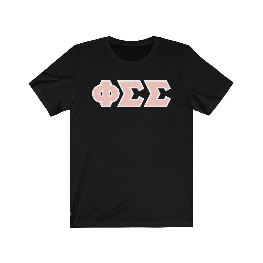 Phi Sigma Sigma Printed Letters | Peach with White Border T-Shirt