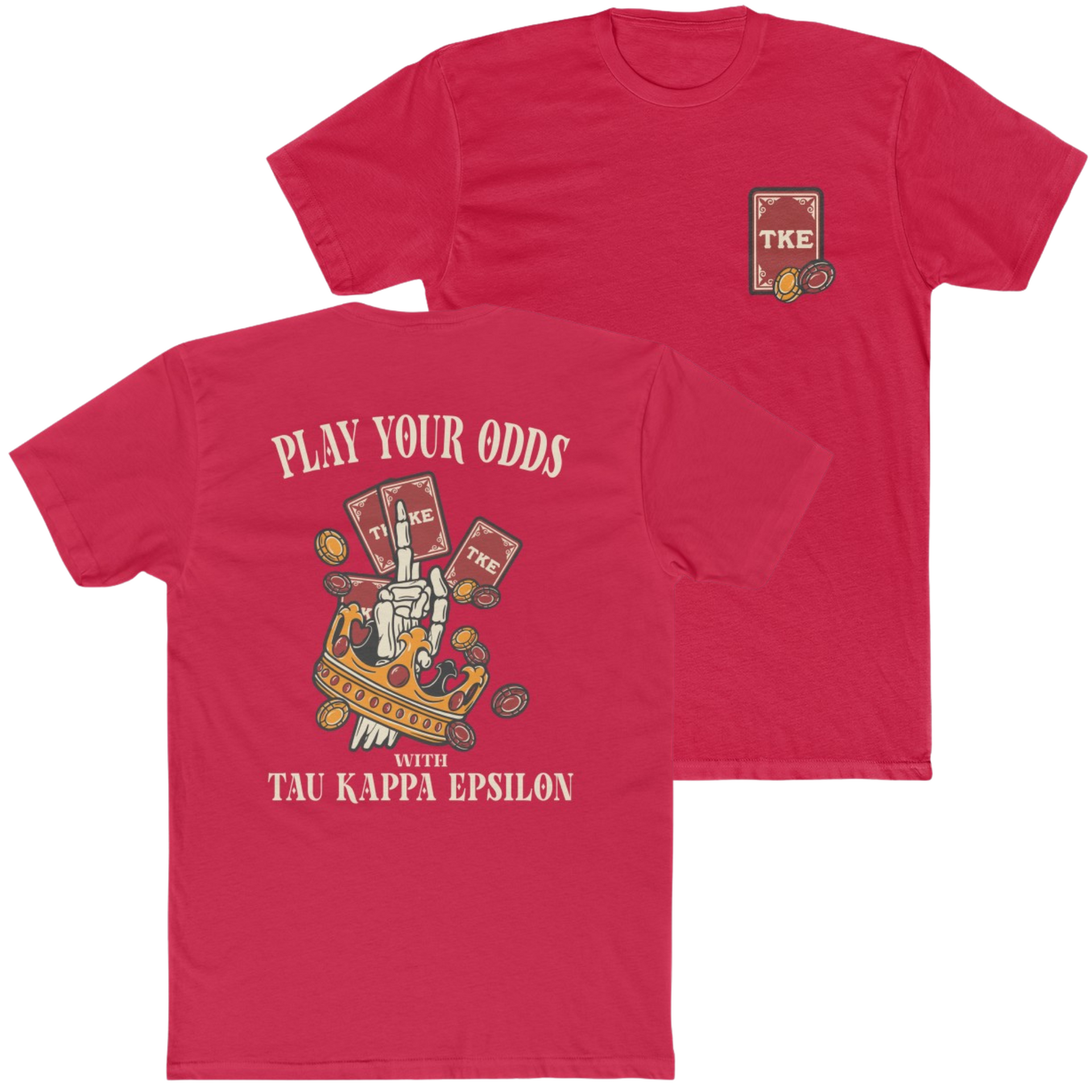 Red Tau Kappa Epsilon Graphic T-Shirt | Play Your Odds | Tau Kappa Epsilon Fraternity