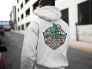 White Alpha Sigma Phi Graphic Hoodie | Desert Mountains | Alpha Sigma Phi Fraternity Shirt Model 