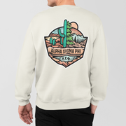 Alpha Sigma Phi Graphic Crewneck Sweatshirt | Desert Mountains | Alpha Sigma Phi Fraternity Shirt back model 