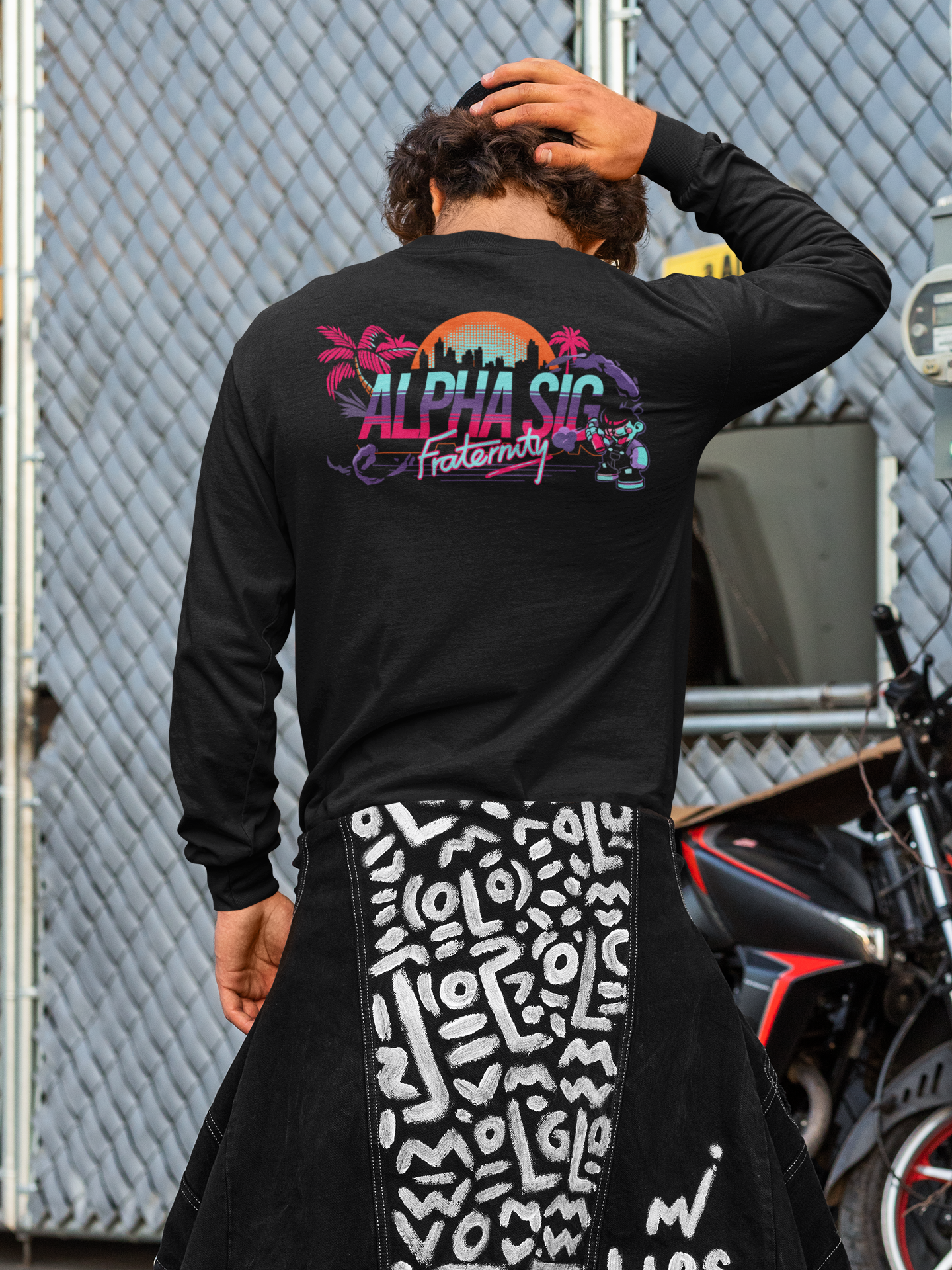 Back Alpha Sigma Phi Graphic Long Sleeve | Jump Street | Alpha Sigma Phi Fraternity Shirt  model 