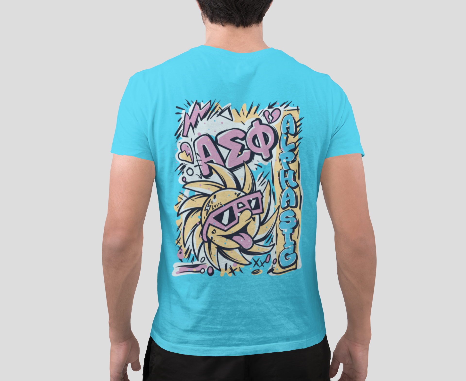 Alpha Sigma Phi Graphic T-Shirt | Fun in the Sun | Fraternity Shirt  Back model 