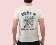 White Sigma Pi Graphic T-Shirt | Alligator Skater | Sigma Pi Apparel and Merchandise model 
