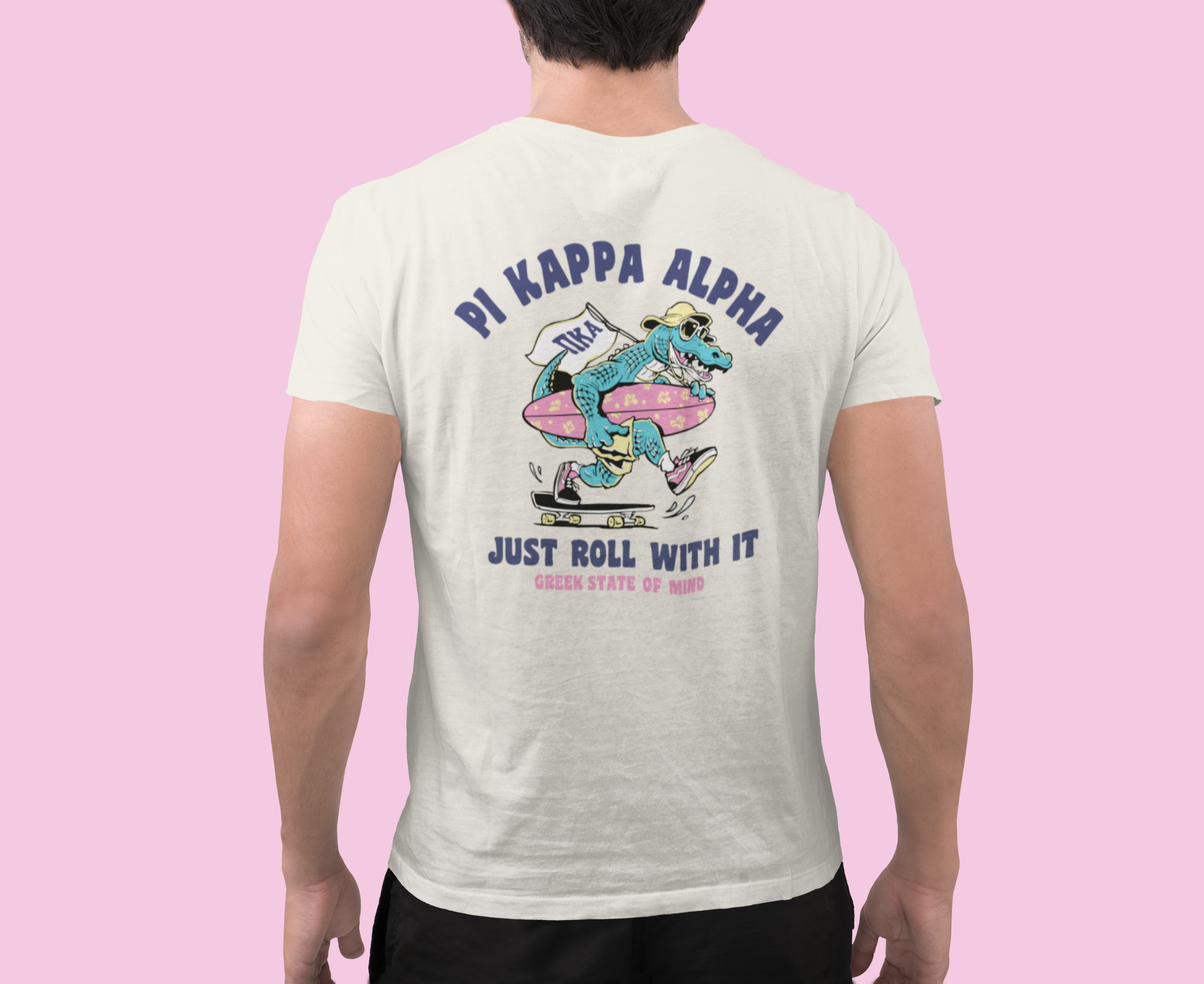 white Pi Kappa Alpha Graphic T-Shirt | Alligator Skater | Pi kappa alpha fraternity shirt 