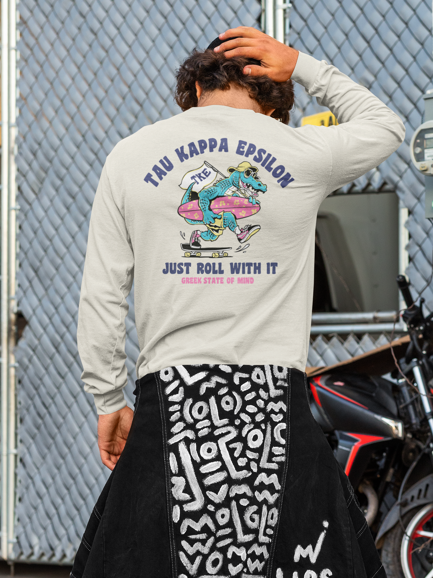 Tau Kappa Epsilon Graphic Long Sleeve | Alligator Skater | TKE Clothing and Merchandise