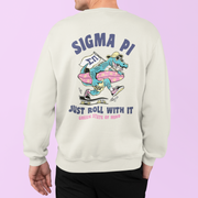 Sigma Pi Graphic Crewneck Sweatshirt | Alligator Skater | Sigma Pi Apparel and Merchandise model 