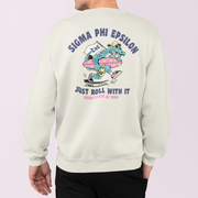 Sigma Phi Epsilon Graphic Crewneck Sweatshirt | Alligator Skater | SigEp Clothing - Campus Apparel model 