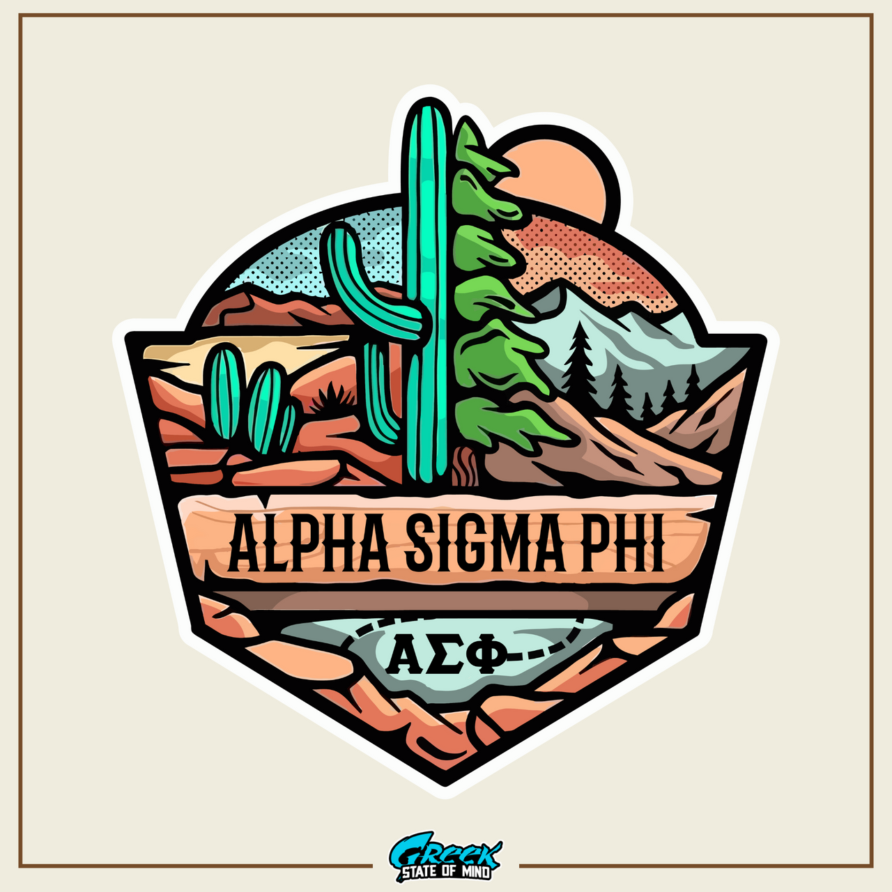 Alpha Sigma Phi Graphic Crewneck Sweatshirt | Desert Mountains | Alpha Sigma Phi Fraternity Shirt design