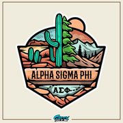 Design Alpha Sigma Phi Graphic Long Sleeve T-Shirt | Desert Mountains | Alpha Sigma Phi Fraternity Shirt 