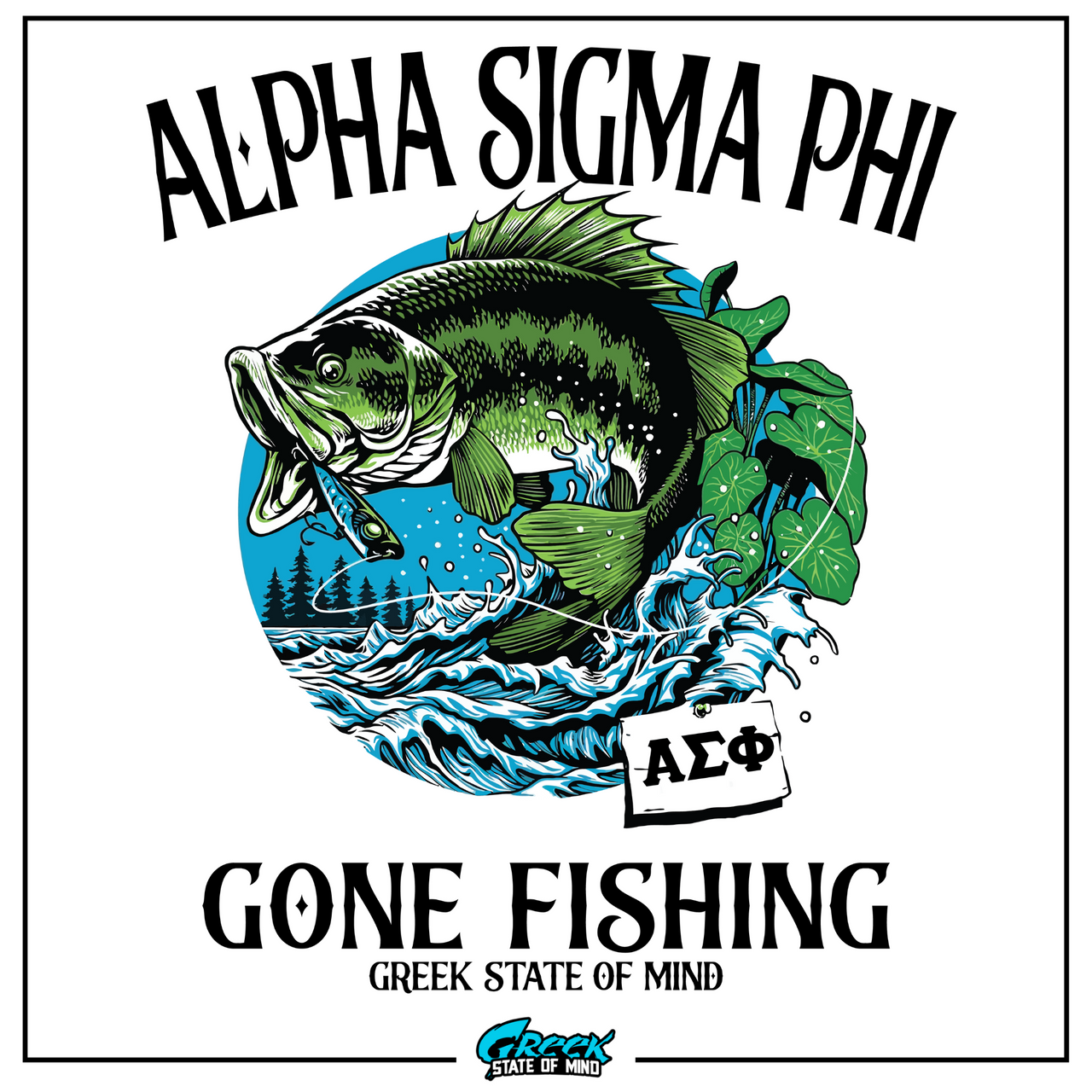 Alpha Sigma Phi Graphic Long Sleeve T-Shirt | Gone Fishing | Fraternity Shirt design