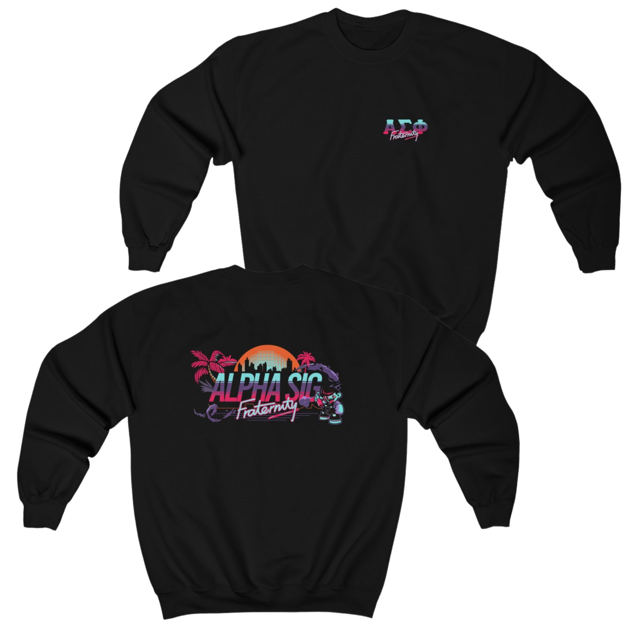 Black Alpha Sigma Phi Graphic Crewneck Sweatshirt | Jump Street | Alpha Sigma Phi Fraternity Shirt 